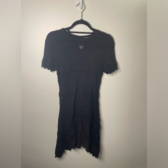 Alexis Dresses & Skirts - Alexis Black Crochet Sheer Paisley Knit Dress Minimalist Neutral LBD